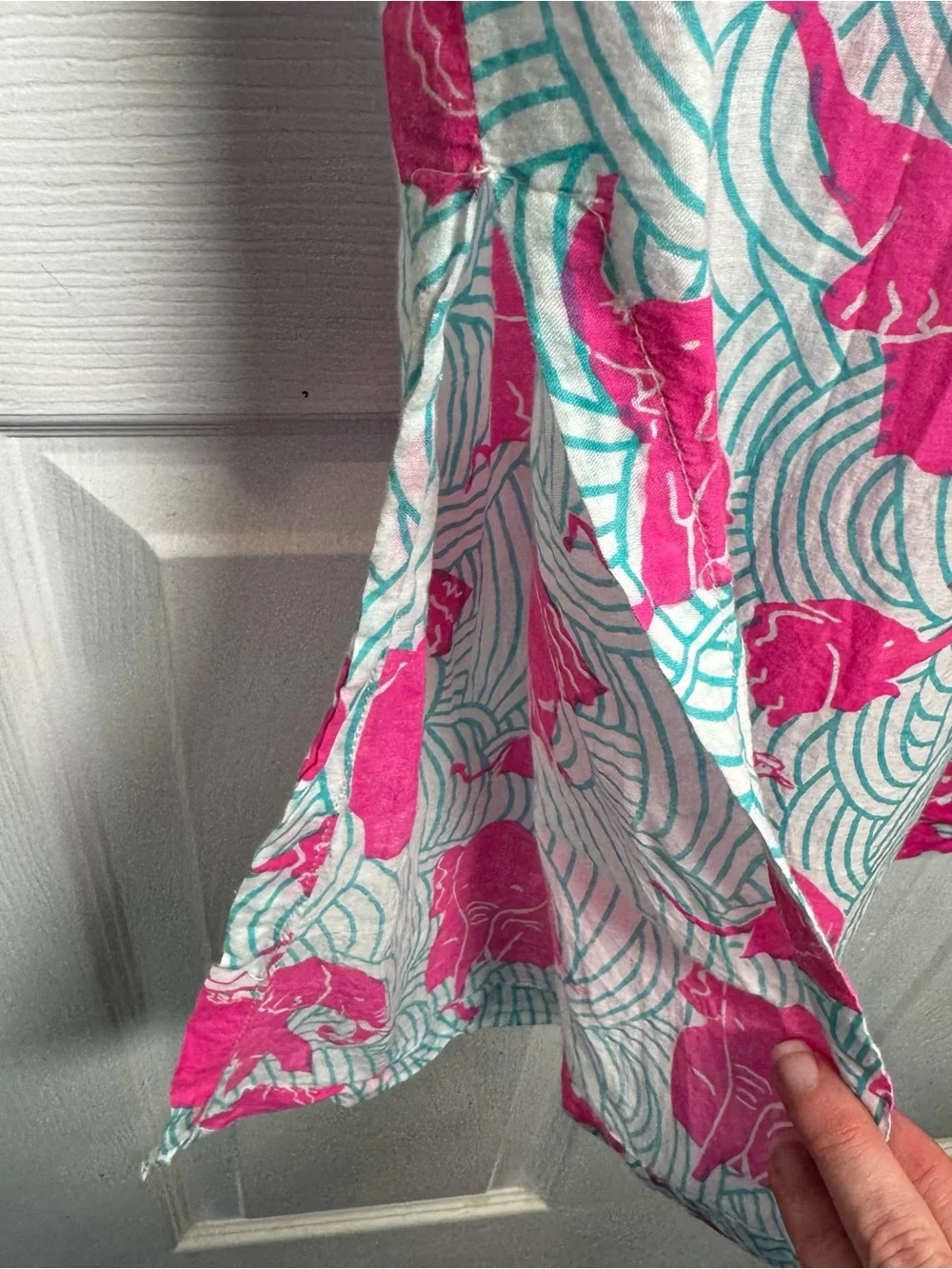 Gretchen Scott Elephant Print Cotton Tunic Cover Up Dress Size M Mommy & Me